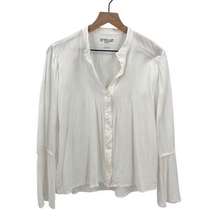 10 Crosby Derek Lam Denim White Button Down Blouse Large